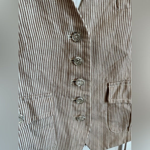 Rebecca Taylor Linen-Cotton Striped Vest Top - Picture 5 of 16